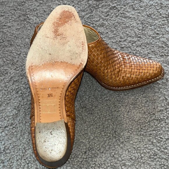 DUCCIO DEL DUCA Milano Cognac Woven Leather Ankle Boot Booties EU35 = US 4.5 - Picture 8 of 10